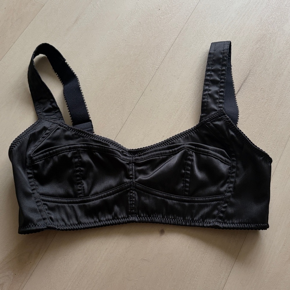 Contessa Mills seraphim stretch satin comfort bralette black sz XS